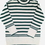 Ann Taylor  Academic Green White Striped Stripe Sweater Pullover Top Long Sleeve Photo 3