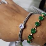 Silver Cable Flex Open Cuff Bracelet with Amethyst Color Stone Purple Photo 5