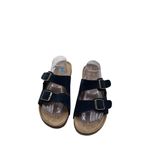 Woodstock Size 10 Adjustable Strappy Sandals Cork Footbed Brass Buckles Blue Photo 2