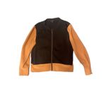 COS Color Block Zip Up Bomber Jacket Tan Black Ribbed Knit Collar Cuff Hem Photo 2