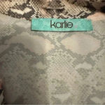 Karlie  SNAKE PRINT V NECK BLOUSE lace up blush long sleeve size M Photo 4