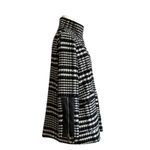 Rafaella Car Coat Black White Brushed Plaid Faux Leather Detail Outerwear Large Photo 5
