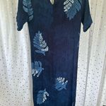 Island Collections Hawaiian Aloha Tropical Leaves Crinkle Midi Dress Vacation XS Photo 2