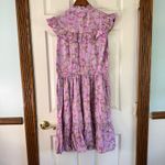 Unique Vintage Purple Floral Prairie Dress Sleeveless Ruffle XL/14 Photo 7