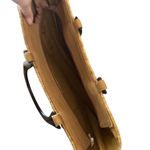 Vintage 2004 Cappelli Straworld basket weave Safari animal Purse Wood Handles Tan Photo 4