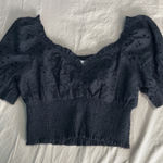 Jennifer Grace Black Eyelet Smocked Top Photo 0