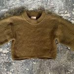 Urban Outfitters Women's Knit Cropped Sweater Balloon Sleeve Green Photo 0