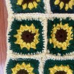 pastel yellow greeen brown sunflower crochet tote bag Photo 7