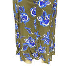 Diane Von Furstenberg  Green Blue Floral Button-Up Long Sleeve‎ Silk Top Size XS Photo 2