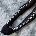 Skull Print Thigh‎ High Socks, Cosplay Over The Knee Socks
One Size Black Photo 8