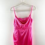 Retrofete Rosa Corset Drape Open Back Satin Maxi Slip Gown Dress Hot Pink Large Photo 4
