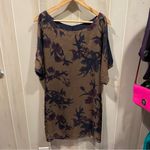 Beautiful olive plum floral silk cold shoulder mini dress Armour Vert whimsigoth Green Size XS Photo 7