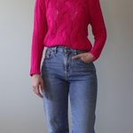 Fuchsia Pink Knit Cozy Square Neck Sweater One Size Photo 3