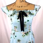 Esley  dress mini blue floral print with bow accent size S Photo 1