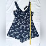 Lulus NWT  With Sweetness Floral Print Ruffled Romper - Navy Blue - M Photo 12