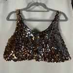 Audrey 3+1 Gold and Silver Flip Sequin Tank Crop Top Medium Photo 1