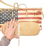 USA American Flag Leather Shoulder Tote‎ Blue Photo 5