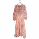 Free People NWT  Mirage Maxi Dress Long Sleeve Flowy Boho Peach Combo Size 2 NEW Photo 3