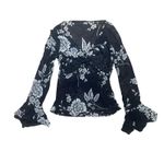 American Vintage Y2K VTG. 100% SILK BLACK DARK FAIRY GOTH SHEER BABY DOLL BLOUSE MEDIUM EUC. Photo 3