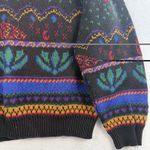 Vtg 90s M Medium Sweater Cotton Knit Boxy Boho Cottagecore Grunge USA Grannycore Black Photo 3