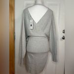 ZESICA WRAP BELTED KNITTED BACKLESS BODYCON DRESS NWT size M Gray Size L Photo 4