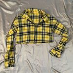 yellow plaid collared zip up Photo 0
