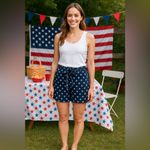 Loft Navy Printed Paperbag Shorts – Size M – Summer Tie Waist Photo 10