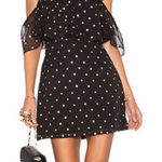 Lovers + Friends  Revolve Lush Strapless Dress in Black Gold Polka Dot size Small Photo 0