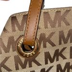 Michael Kors Jet Set brown & tan canvas Logo Tote Handbag satchel shoulder Purse Photo 1