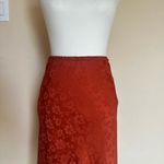 Alexa Chung Floral Jacquard Silk Satin Midi Orange Skirt Sz 6 Minimalist Photo 2