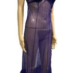 Vintage Blue Violet Lace Mesh Ruffled Spag Strap Padded Slip Dress Chemise M Purple Size M Photo 3