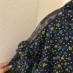 Collusion Floral Long Sleeve Black Dress with Ruffle Details Lace Back Size 12 Blue Photo 7