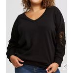 Torrid  NWT Cozy Fleece V-Neck Crochet Sweatshirt Sz 5X Photo 0
