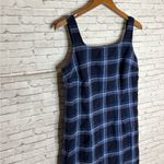 Vintage Faded Glory Blue Plaid Cotton Sleeveless Dress Size M Photo 2