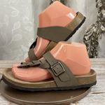 Cushionare Cushionaire Libby Taupe Braided Slip-On Sandals Women’s 8M Suede Footbed Comfort Photo 1