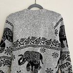 Elephant Cardigan ‎Pattern Sweater Size S Gray Knit Folklore Hippie Boho Photo 6