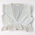 idem Ditto  Sheer White Floral Deep V-Neck Blouse Size M Lace Coquette Romantic‎ Photo 0