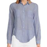 Lilly Pulitzer Seaview Pinstripe Point Collar Long Sleeve Button Down Blouse Photo 0