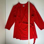 Anne Klein  Red Polka Dot‎ Faux Wrap Blouse Size 2X Stretch Retro Long Sleeve Photo 9