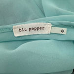 Blu Pepper  Sheer Sleeveless Blouse Size S Blue Floral Photo 7