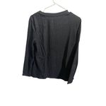 None Black Ribbed Asymmetrical Button Detail Long Sleeve Top Size L Photo 5