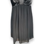 Vintage 90s Black Satin Babydoll Mini Slip Dress Embellished Evening Party Size 10 Photo 3