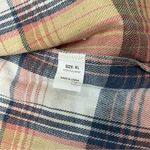 Boutique Pink & Grey Plaid Button Up Collared Flannel Shacket Sz XL Blue Photo 5