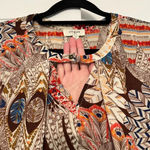 Umgee  Boho Bell Sleeve Ruffle Mini‎ Shift Dress Size Medium Hippie Loose Flowy Photo 9