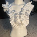 Privy  white ruffle zippered top medium Photo 0