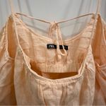 ZARA Light Peach Flowy Linen Crop Top Size: M Photo 3