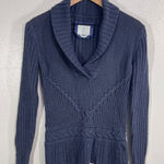 Old Navy Vtg.  Shawl Collar Cable Knit Sweater Blue Womens M Cotton Angora Blend Photo 0