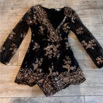 She & Sky Black and Rose Gold Sequin Romper Photo 0