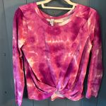 Zella Z by Pink/White Long Sleeve Front Knot Tie Dye Top | Women Size Small Photo 0