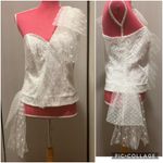 Lulumari NWT one shoulder lace top white size L Photo 4